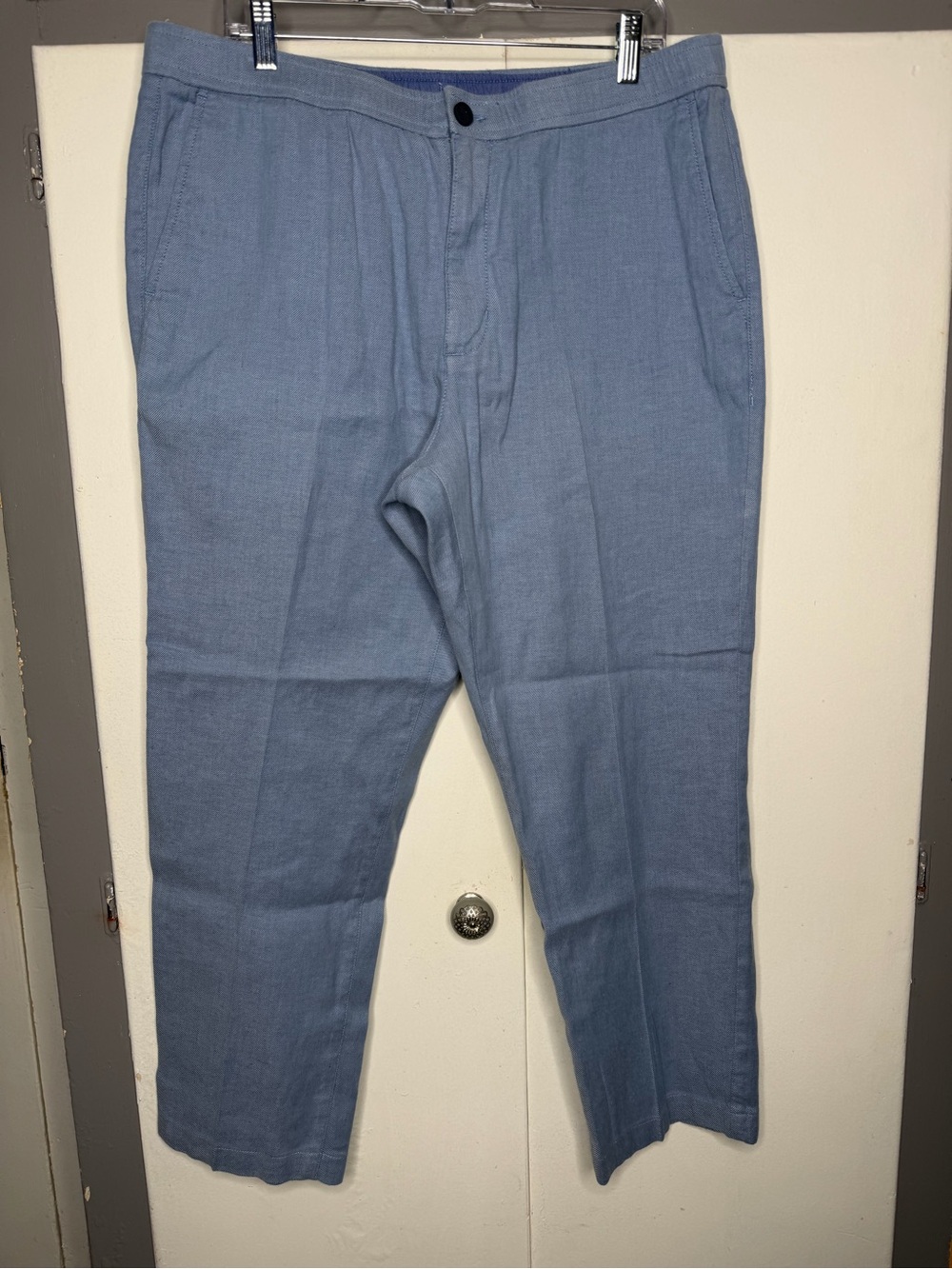 Tommy Bahama Men's XLx32 Linen Blend Pants Elastic Waist Blue Pockets Coastal